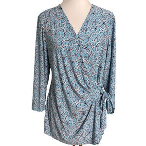 Anne Klein Blue Patterned Blouse